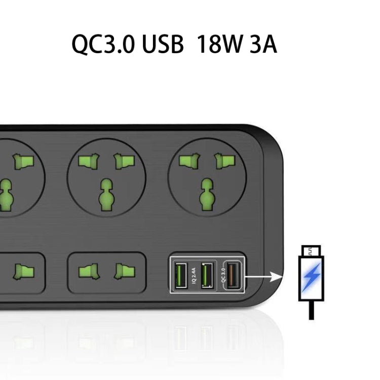 T17 3000W High-power 24-hour Smart Timing Socket QC3.0 USB Fast Charging Power Strip Socket , Cable Length: 2m, US Plug(Black) - Extension Socket by PMC Jewellery | Online Shopping South Africa | PMC Jewellery | Buy Now Pay Later Mobicred