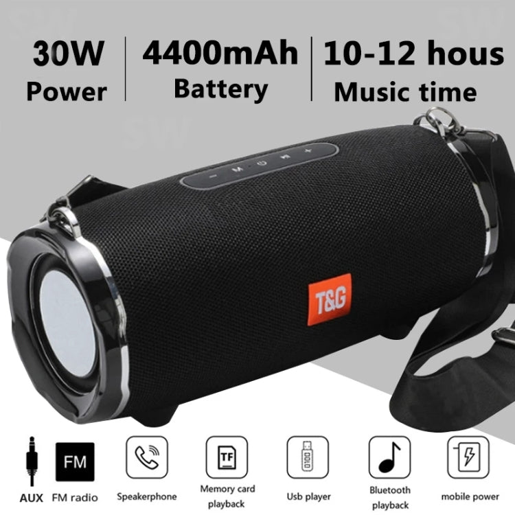 T&G TG187 Portable Waterproof Wireless Bass Surround Bluetooth Speaker with Shoulder Strap, Support FM / TF  Card(Black) - Desktop Speaker by T&G | Online Shopping South Africa | PMC Jewellery | Buy Now Pay Later Mobicred