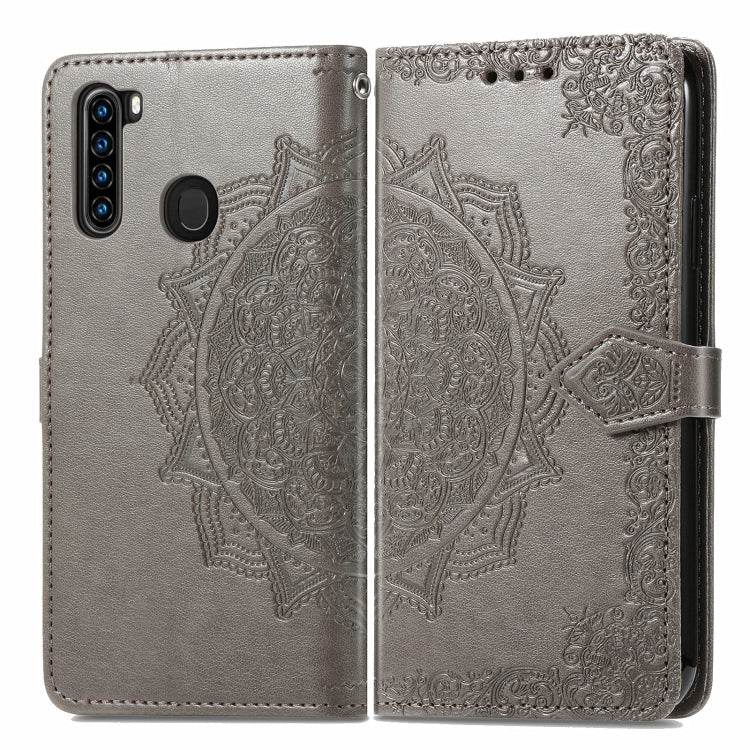 For Blackview A80 Pro Mandala Flower Embossed Horizontal Flip Leather Case with Holder & Three Card Slots & Wallet & Lanyard(Grey) - More Brand by PMC Jewellery | Online Shopping South Africa | PMC Jewellery | Buy Now Pay Later Mobicred