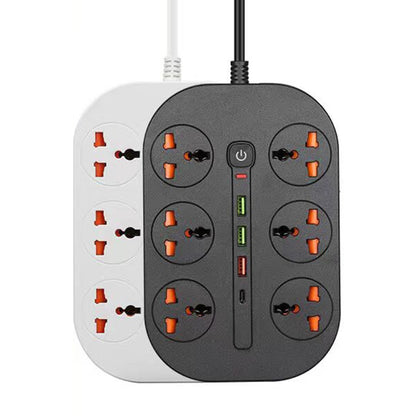 T21 PD3.0 + QC3.0 Multi Hole Row Plug 3000W High Power Socket, EU Plug(Black) - Extension Socket by PMC Jewellery | Online Shopping South Africa | PMC Jewellery | Buy Now Pay Later Mobicred