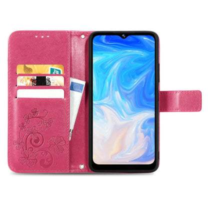 For DOOGEE N40 Pro Four-leaf Clasp Embossed Leather Case with Lanyard & Card Slot & Wallet & Holder(Magenta) - More Brand by PMC Jewellery | Online Shopping South Africa | PMC Jewellery | Buy Now Pay Later Mobicred
