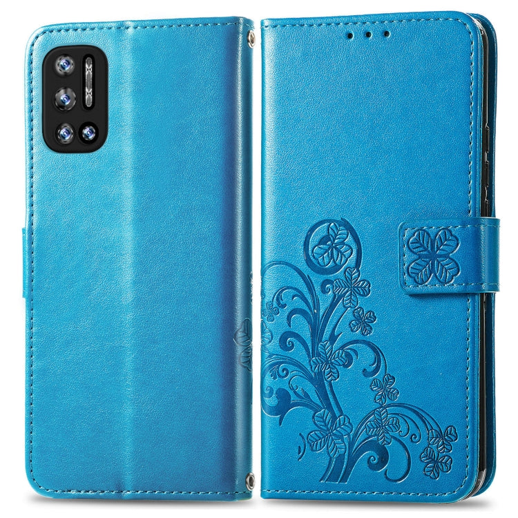 For DOOGEE N40 Pro Four-leaf Clasp Embossed Leather Case with Lanyard & Card Slot & Wallet & Holder(Blue) - More Brand by PMC Jewellery | Online Shopping South Africa | PMC Jewellery | Buy Now Pay Later Mobicred