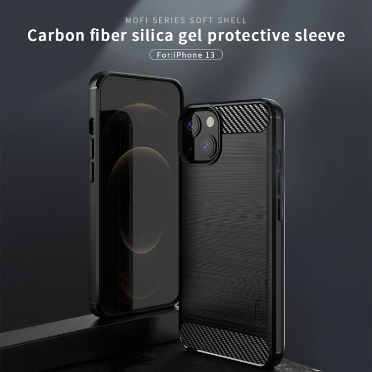 For iPhone 13 MOFI Gentleness Series Brushed Texture Carbon Fiber Soft TPU Case (Gray) - iPhone 13 Cases by MOFI | Online Shopping South Africa | PMC Jewellery