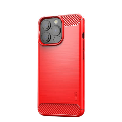 For iPhone 13 Pro MOFI Gentleness Series Brushed Texture Carbon Fiber Soft TPU Case  (Red) - iPhone 13 Pro Cases by MOFI | Online Shopping South Africa | PMC Jewellery | Buy Now Pay Later Mobicred