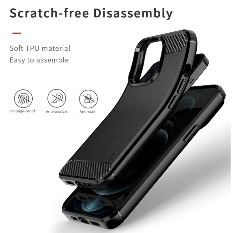 For iPhone 13 Pro MOFI Gentleness Series Brushed Texture Carbon Fiber Soft TPU Case  (Red) - free shipping - PMC TechLife - Order now!