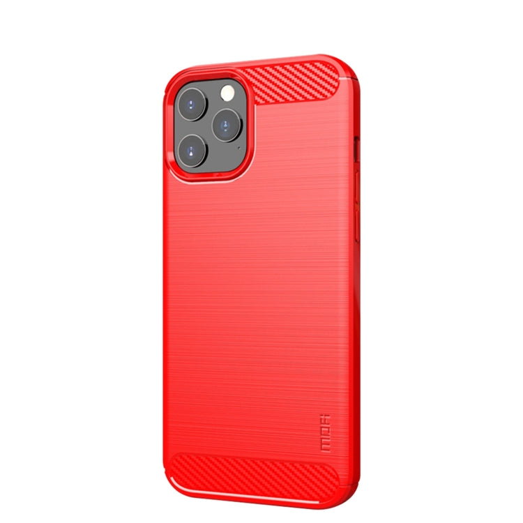 For iPhone 12 Pro Max MOF Gentleness Series Brushed Texture Carbon Fiber Soft TPU Case(Red) - iPhone 12 Pro Max Cases by MOFI | Online Shopping South Africa | PMC Jewellery