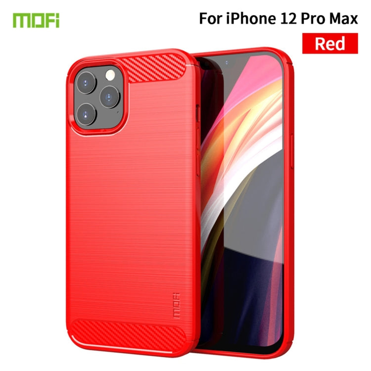 For iPhone 12 Pro Max MOF Gentleness Series Brushed Texture Carbon Fiber Soft TPU Case(Red) - iPhone 12 Pro Max Cases by MOFI | Online Shopping South Africa | PMC Jewellery