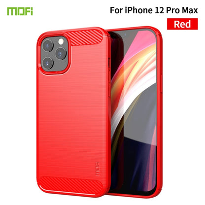 For iPhone 12 Pro Max MOF Gentleness Series Brushed Texture Carbon Fiber Soft TPU Case(Red) - iPhone 12 Pro Max Cases by MOFI | Online Shopping South Africa | PMC Jewellery