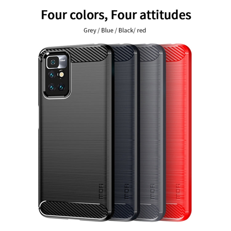 For Xiaomi Redmi 10 / 10 Prime MOFI Gentleness Series Brushed Texture Carbon Fiber Soft TPU Phone Case(Gray) - Xiaomi Cases by MOFI | Online Shopping South Africa | PMC Jewellery