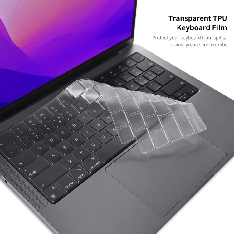 ENKAY Hat-Prince 3 in 1 Crystal Laptop Protective Case + TPU Keyboard Film + Anti-dust Plugs Set for MacBook Pro 16.2 inch A2485 2021/A2880 2023, Version:US Version(Transparent) - MacBook Pro Cases by ENKAY | Online Shopping South Africa | PMC Jewellery | Buy Now Pay Later Mobicred