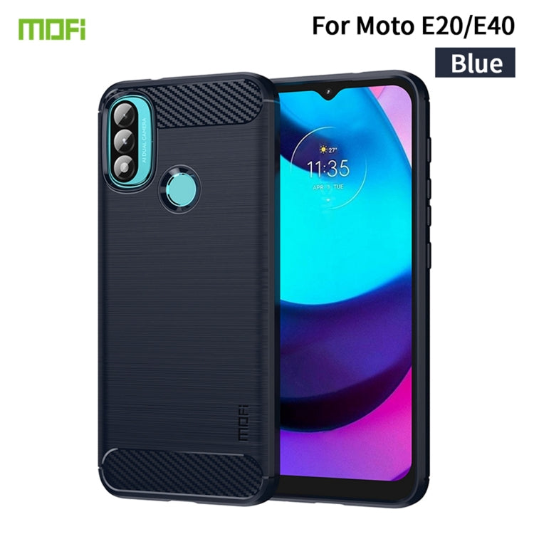 For Motorola Moto E20 / E30 / E40 MOFI Gentleness Series Brushed Texture Carbon Fiber Soft TPU Case(Blue) - Motorola Cases by MOFI | Online Shopping South Africa | PMC Jewellery | Buy Now Pay Later Mobicred