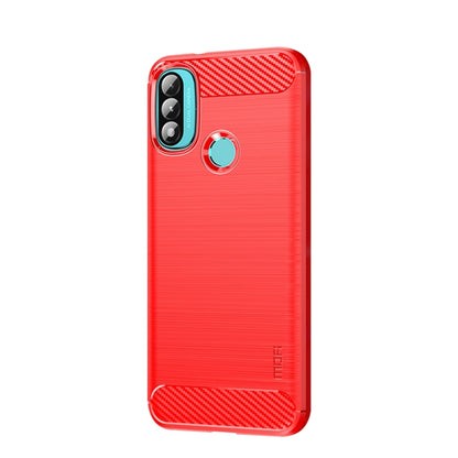 For Motorola Moto E20 / E30 / E40 MOFI Gentleness Series Brushed Texture Carbon Fiber Soft TPU Case(Red) - Motorola Cases by MOFI | Online Shopping South Africa | PMC Jewellery | Buy Now Pay Later Mobicred