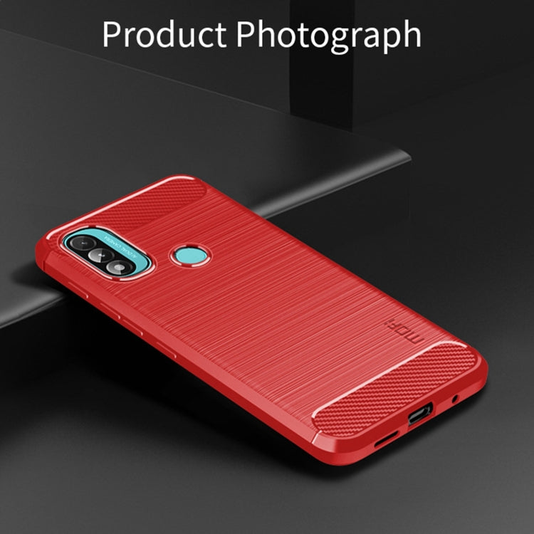 For Motorola Moto E20 / E30 / E40 MOFI Gentleness Series Brushed Texture Carbon Fiber Soft TPU Case(Red) - Motorola Cases by MOFI | Online Shopping South Africa | PMC Jewellery | Buy Now Pay Later Mobicred