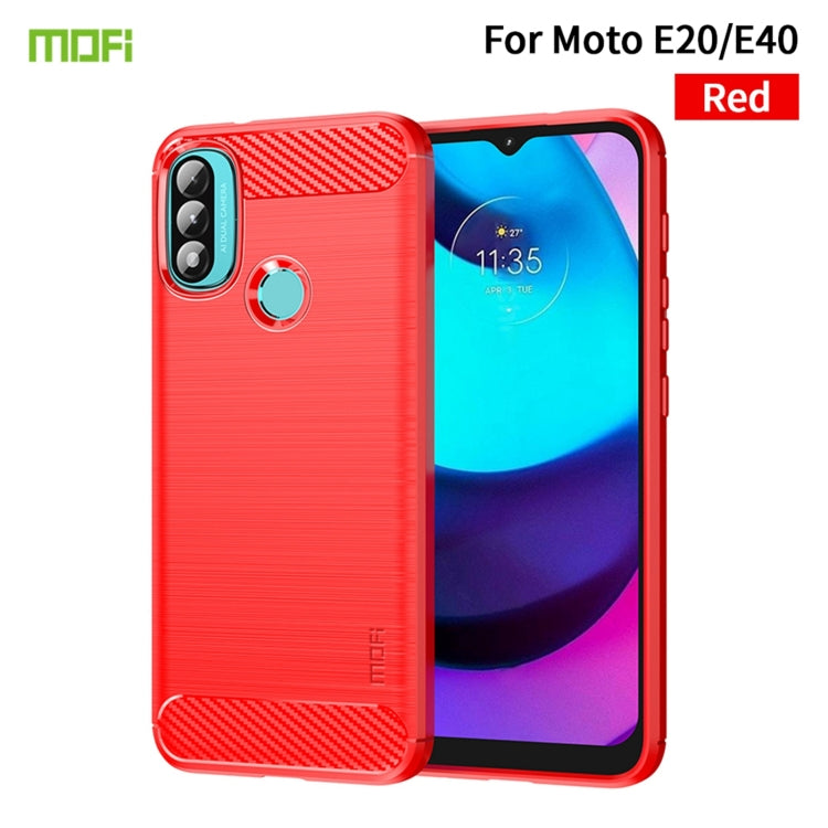 For Motorola Moto E20 / E30 / E40 MOFI Gentleness Series Brushed Texture Carbon Fiber Soft TPU Case(Red) - Motorola Cases by MOFI | Online Shopping South Africa | PMC Jewellery | Buy Now Pay Later Mobicred