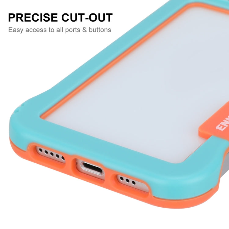 For iPhone 13 ENKAY Frameless Hollow Shockproof PC Case(Blue) - iPhone 13 Cases by ENKAY | Online Shopping South Africa | PMC Jewellery | Buy Now Pay Later Mobicred