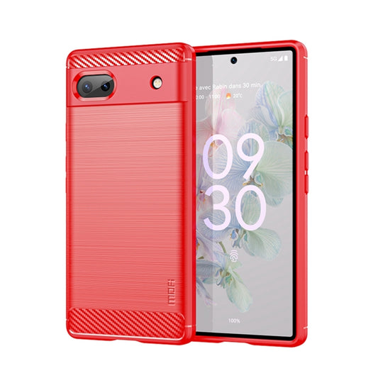 For Google Pixel 6A MOFI Gentleness Brushed Carbon Fiber Soft TPU Case(Red) - Google Cases by MOFI | Online Shopping South Africa | PMC Jewellery