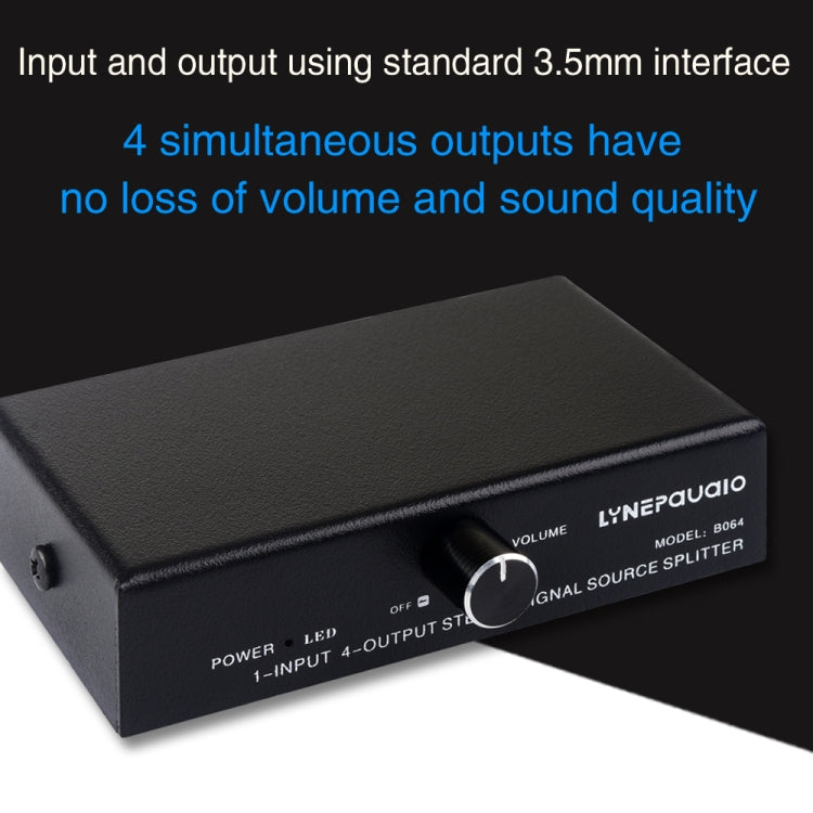 1 In 4 Out Audio Frequency Signal Splitter Distribute Device, Non Consumption, 3.5mm Interface Output -  by PMC Jewellery | Online Shopping South Africa | PMC Jewellery | Buy Now Pay Later Mobicred