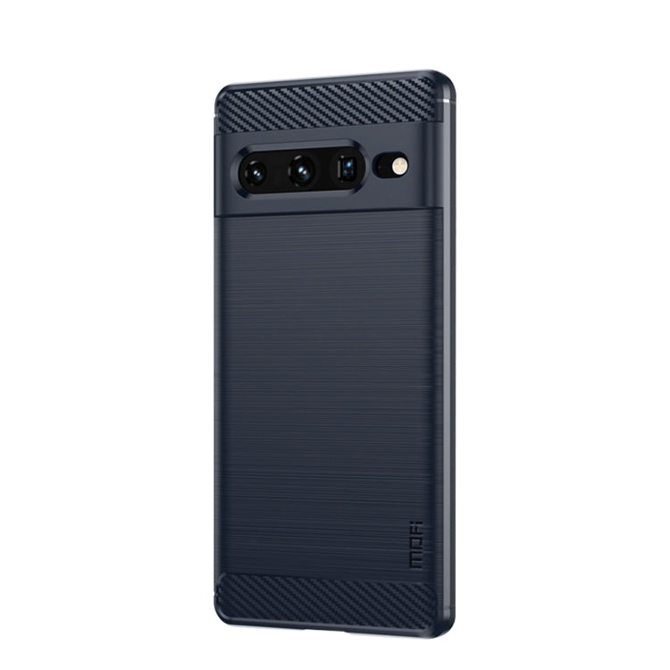 For Google pixel 7 Pro 5G MOFI Gentleness Series Brushed Texture Carbon Fiber TPU Phone Case(Blue) - Google Cases by MOFI | Online Shopping South Africa | PMC Jewellery