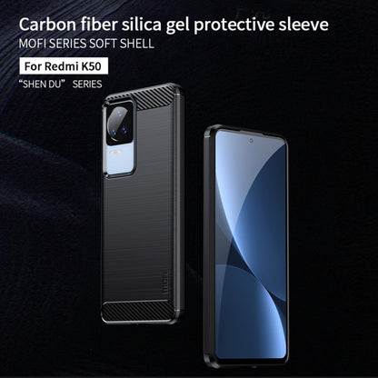 For Xiaomi Redmi K40S MOFI Gentleness Brushed Carbon Fiber Soft TPU Case(Blue) - Xiaomi Cases by MOFI | Online Shopping South Africa | PMC Jewellery