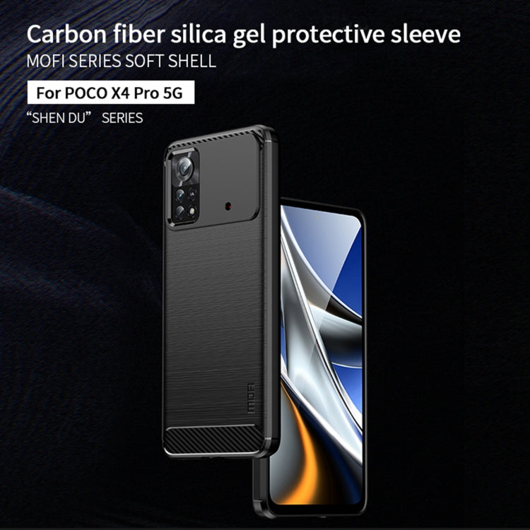 For Xiaomi Poco X4 Pro 5G MOFI Gentleness Brushed Carbon Fiber Soft TPU Case(Black) - Xiaomi Cases by MOFI | Online Shopping South Africa | PMC Jewellery