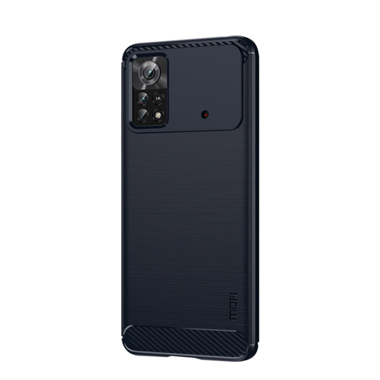 For Xiaomi Poco X4 Pro 5G MOFI Gentleness Brushed Carbon Fiber Soft TPU Case(Blue) - Xiaomi Cases by MOFI | Online Shopping South Africa | PMC Jewellery | Buy Now Pay Later Mobicred