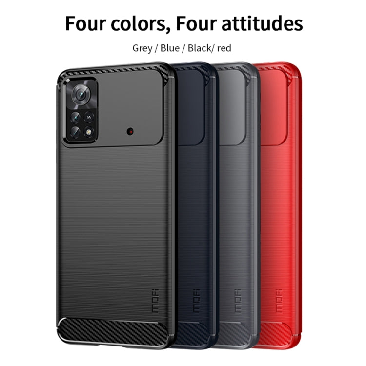 For Xiaomi Poco X4 Pro 5G MOFI Gentleness Brushed Carbon Fiber Soft TPU Case(Blue) - Xiaomi Cases by MOFI | Online Shopping South Africa | PMC Jewellery | Buy Now Pay Later Mobicred