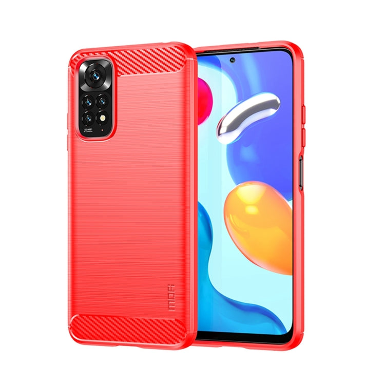 For Xiaomi Redmi Note 11 4G Global / Note 11S 4G MOFI Gentleness Brushed Carbon Fiber TPU Case(Red) - Xiaomi Cases by MOFI | Online Shopping South Africa | PMC Jewellery | Buy Now Pay Later Mobicred