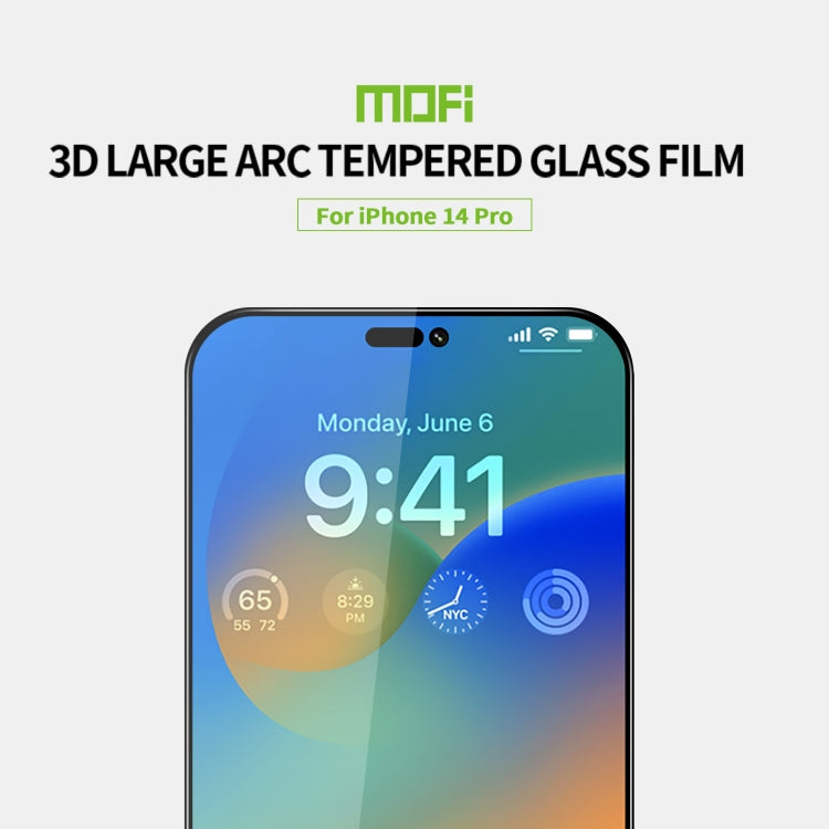 For iPhone 14 Pro MOFI 9H 3D Explosion-proof Curved Screen Tempered Glass Film(Black) - iPhone 14 Pro Tempered Glass by MOFI | Online Shopping South Africa | PMC TechLife
