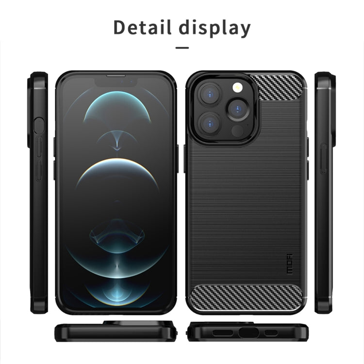 For iPhone 14 Pro MOFI Gentleness Brushed Texture Carbon Fiber TPU Phone Case (Red) - iPhone 14 Pro Cases by MOFI | Online Shopping South Africa | PMC TechLife | Buy Now Pay Later Mobicred
