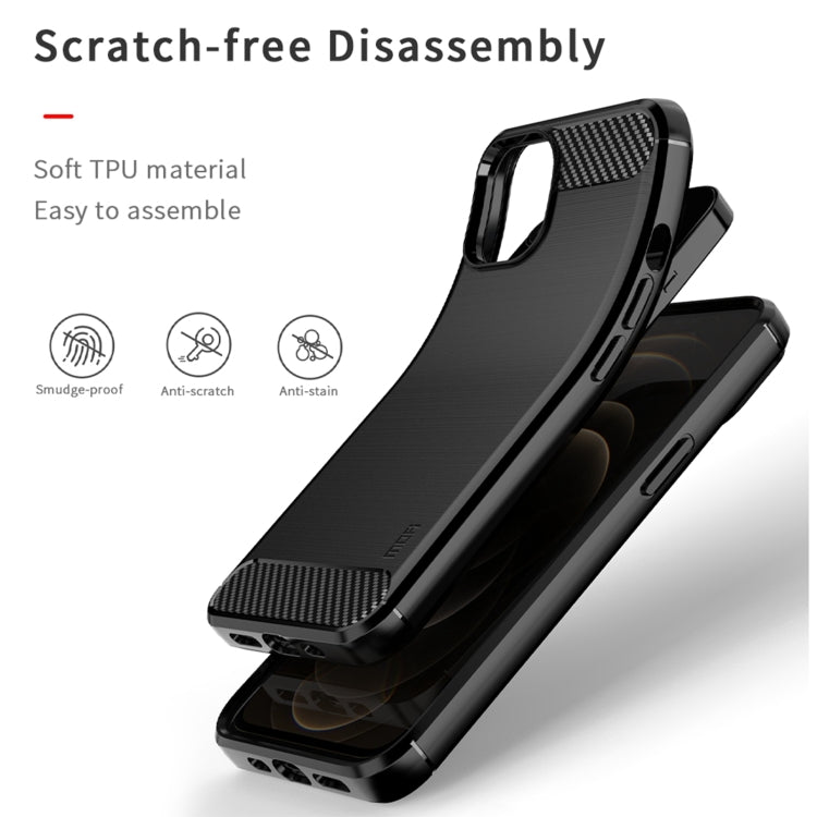 For iPhone 14 Plus MOFI Gentleness Brushed Texture Carbon Fiber TPU Phone Case  (Black) - iPhone 14 Plus Cases by MOFI | Online Shopping South Africa | PMC TechLife