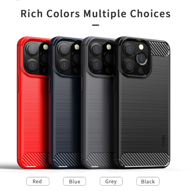 For iPhone 14 Pro Max MOFI Gentleness Brushed Texture Carbon Fiber TPU Phone Case (Blue) - iPhone 14 Pro Max Cases by MOFI | Online Shopping South Africa | PMC TechLife