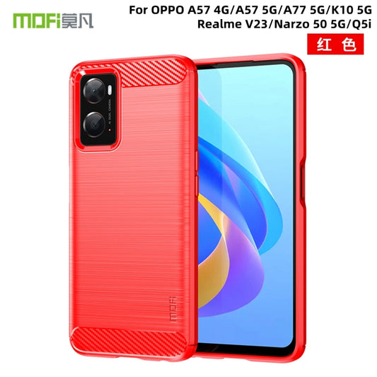 For OPPO A57 4G / A57 5G / A77 5G  MOFI Gentleness Series Brushed Texture Carbon Fiber Soft TPU Case(Red) -  by MOFI | Online Shopping South Africa | PMC Jewellery