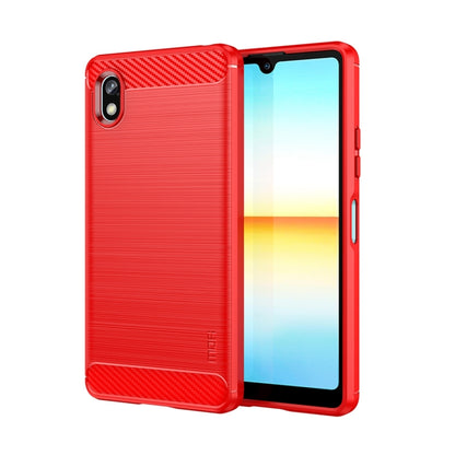 For Sony Xperia Ace 3 MOFI Gentleness Brushed Carbon Fiber Soft TPU Case(Red) - Sony Cases by MOFI | Online Shopping South Africa | PMC Jewellery