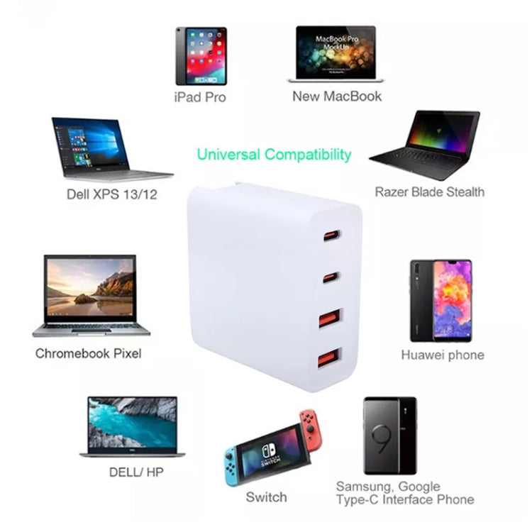 GaN 100W Dual USB+Dual USB-C/Type-C Multi Port Charger with  1.8m Type-C to MagSafe 1 / L Header Data Cable US / AU Plug - Cable & Adapter by PMC Jewellery | Online Shopping South Africa | PMC Jewellery | Buy Now Pay Later Mobicred