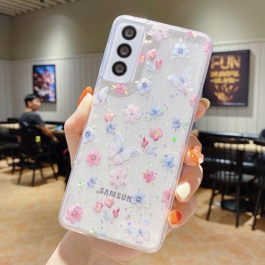 For Samsung Galaxy S22 Utra 5G Fresh Small Floral Epoxy TPU Phone Case(Butterflies Love Flowers 6) - Galaxy S22 Ultra 5G Cases by PMC Jewellery | Online Shopping South Africa | PMC Jewellery