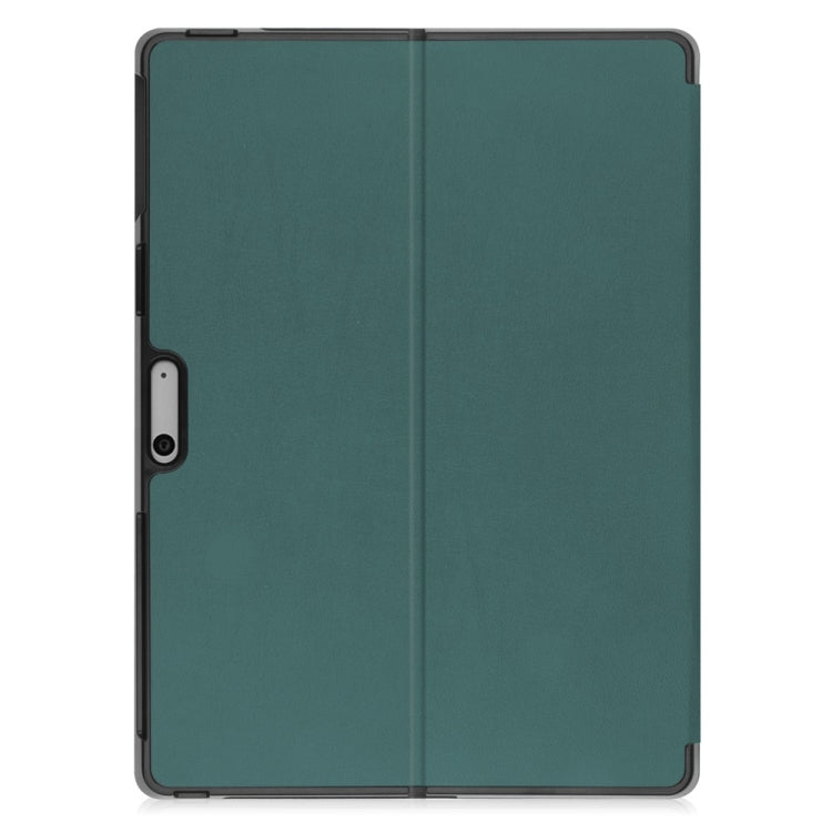 For Microsoft Surface Pro 9 JUNSUNMAY Custer Solid Color 3-Fold Stand Leather Tablet Case(Dark Green) - free shipping - PMC TechLife - Order now!
