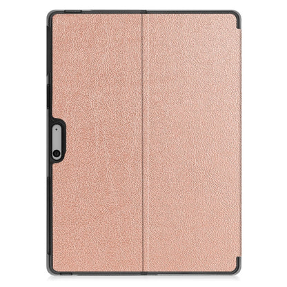 For Microsoft Surface Pro 9 JUNSUNMAY Custer Solid Color 3-Fold Stand Leather Tablet Case(Rose Gold) - Microsoft by JUNSUNMAY | Online Shopping South Africa | PMC Jewellery | Buy Now Pay Later Mobicred