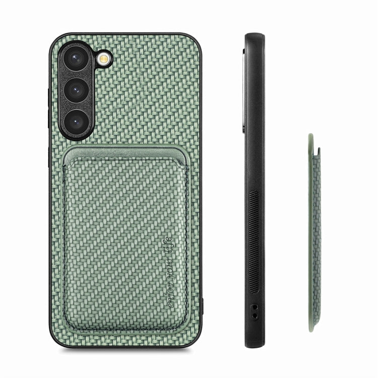 For Samsung Galaxy S23+ 5G Carbon Fiber Leather Card Magsafe Case(Green) - Galaxy S23+ 5G Cases by PMC Jewellery | Online Shopping South Africa | PMC Jewellery