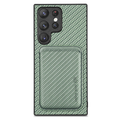 For Samsung Galaxy S23 Ultra 5G Carbon Fiber Leather Card Magsafe Case(Green) - Galaxy S23 Ultra 5G Cases by PMC Jewellery | Online Shopping South Africa | PMC Jewellery