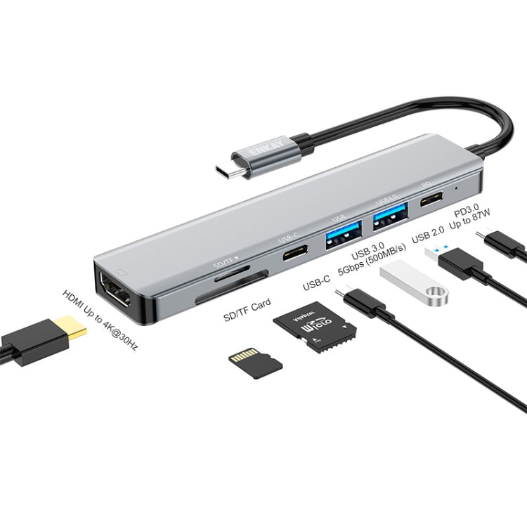 ENKAY Hat-Prince 7 in 1 Type-C to 4K HDMI Docking Station Adapter PD Quick Charge Hub - USB HUB by ENKAY | Online Shopping South Africa | PMC Jewellery | Buy Now Pay Later Mobicred