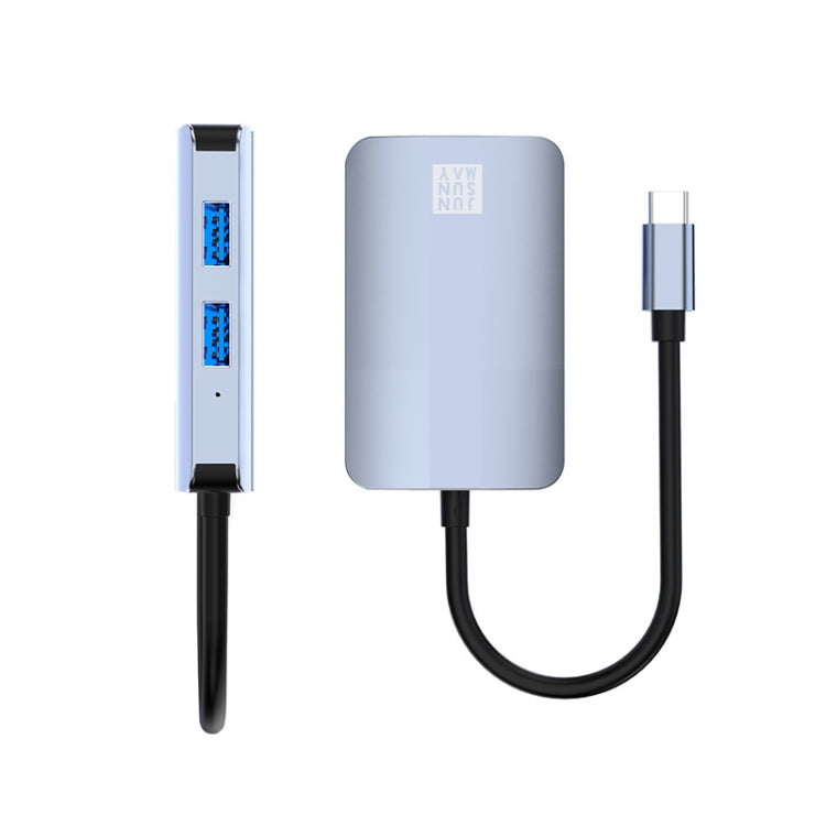 JUNSUNMAY 5 in 1 Type-c to RJ45 Ethernet + SD/TF Card Reader Multifunctional USB-C Hub - USB HUB by JUNSUNMAY | Online Shopping South Africa | PMC Jewellery | Buy Now Pay Later Mobicred