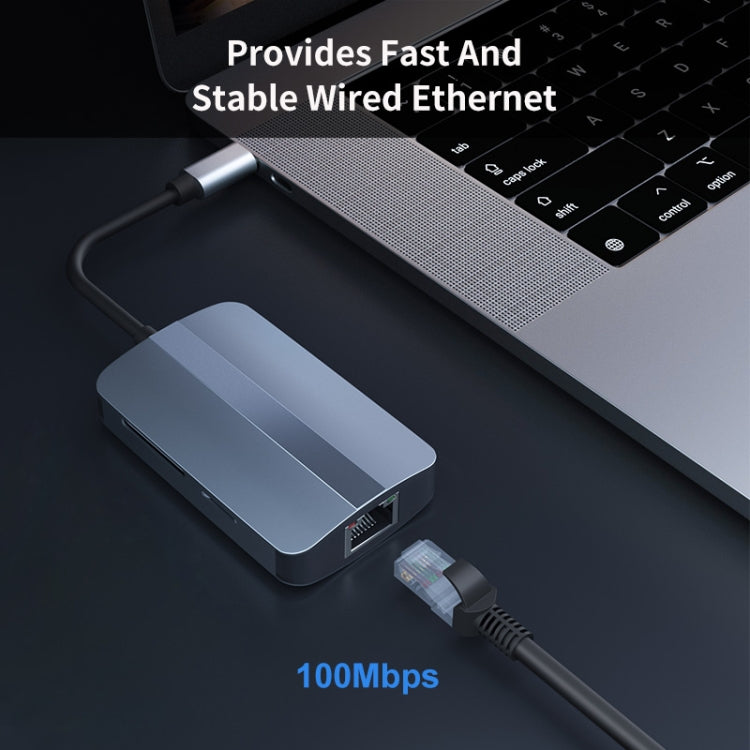 JUNSUNMAY 5 in 1 Type-c to RJ45 Ethernet + SD/TF Card Reader Multifunctional USB-C Hub - USB HUB by JUNSUNMAY | Online Shopping South Africa | PMC Jewellery | Buy Now Pay Later Mobicred