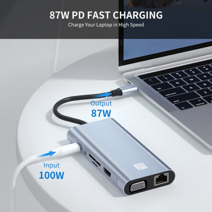 JUNSUNMAY 11 in 1 Type-C to 4K HDMI + VGA +RJ45 Docking Station Adapter PD Quick Charge Hub - USB HUB by JUNSUNMAY | Online Shopping South Africa | PMC Jewellery | Buy Now Pay Later Mobicred