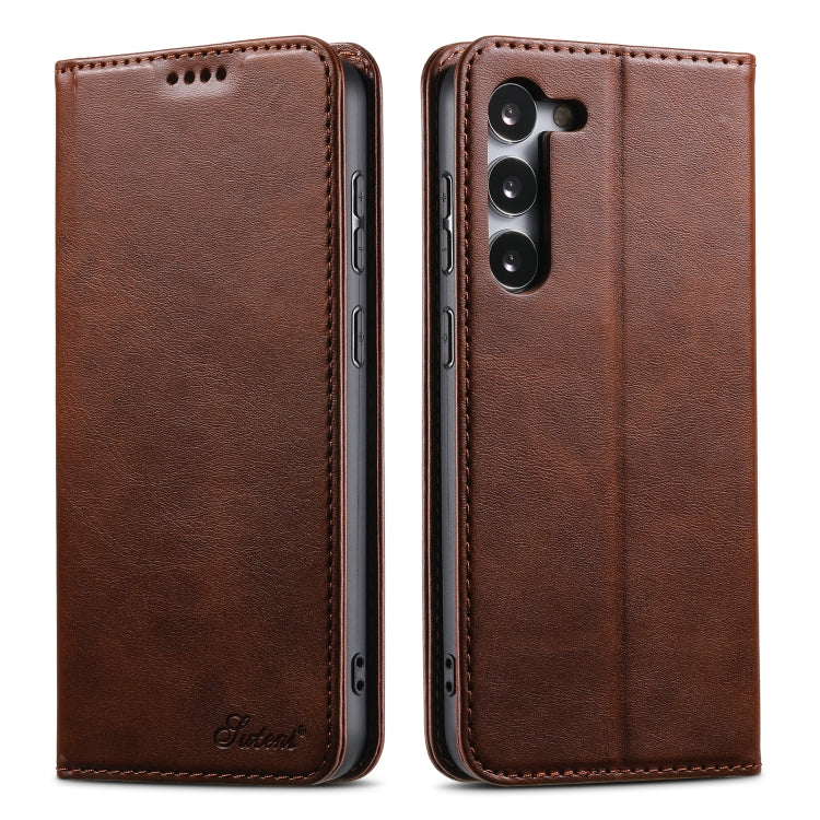 For Samsung Galaxy S24 5G Suteni Calf Texture Horizontal Flip Leather Phone Case(Brown) - Galaxy S24 5G Cases by Suteni | Online Shopping South Africa | PMC Jewellery | Buy Now Pay Later Mobicred