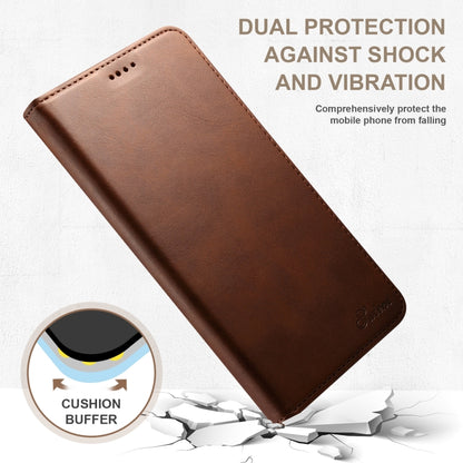 For Samsung Galaxy S24+ 5G Suteni Calf Texture Horizontal Flip Leather Phone Case(Brown) - Galaxy S24+ 5G Cases by Suteni | Online Shopping South Africa | PMC Jewellery | Buy Now Pay Later Mobicred