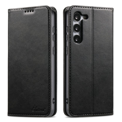 For Samsung Galaxy S24 Ultra 5G Suteni Calf Texture Horizontal Flip Leather Phone Case(Black) - Galaxy S24 Ultra 5G Cases by Suteni | Online Shopping South Africa | PMC Jewellery | Buy Now Pay Later Mobicred