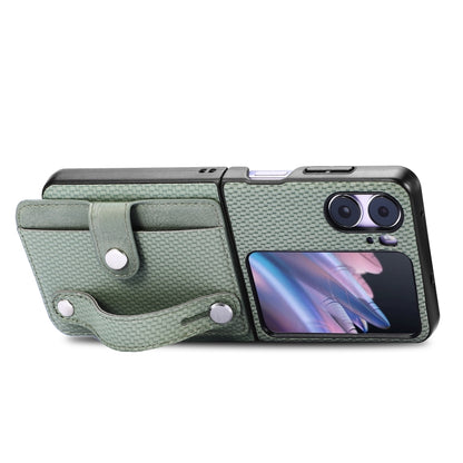 For OPPO Find N2 Flip Wristband Kickstand Card Wallet Back Cover Phone Case(Green) - Find N2 Flip Cases by PMC Jewellery | Online Shopping South Africa | PMC Jewellery