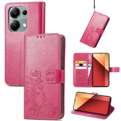 For Xiaomi Redmi  Note 13 Pro 4G Four-leaf Clasp Embossed Leather Phone Case(Magenta) - Note 13 Pro Cases by PMC Jewellery | Online Shopping South Africa | PMC Jewellery | Buy Now Pay Later Mobicred