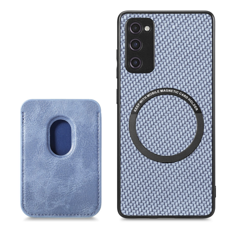 For Samsung Galaxy S20 FE Carbon Fiber Leather Card Magsafe Magnetic Phone Case(Blue) - Galaxy S20 FE Cases by PMC Jewellery | Online Shopping South Africa | PMC Jewellery