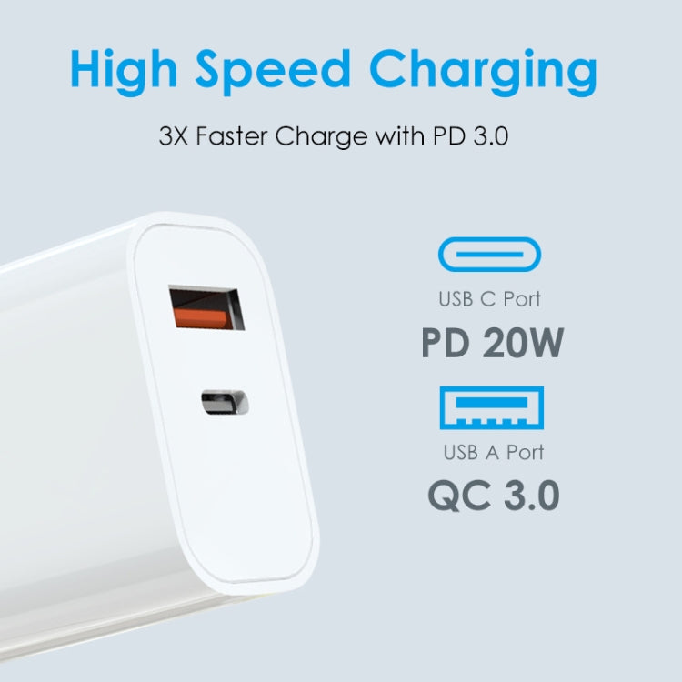 NORTHJO NOPD2002 PD20W USB-C/Type-C + QC 3.0 USB Dual Ports Fast Charger, EU Plug(White) - USB Charger by NORTHJO | Online Shopping South Africa | PMC Jewellery | Buy Now Pay Later Mobicred